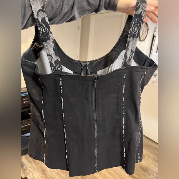Royal Bones black rose lace corset top - Picture 2 of 3